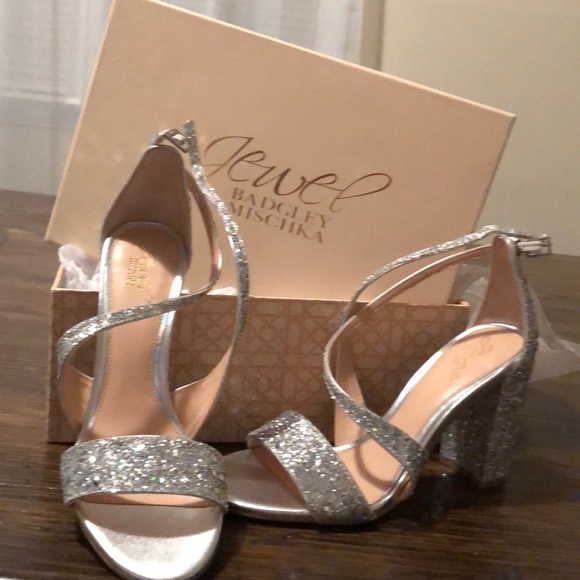 cook block heel glitter sandal jewel badgley mischka